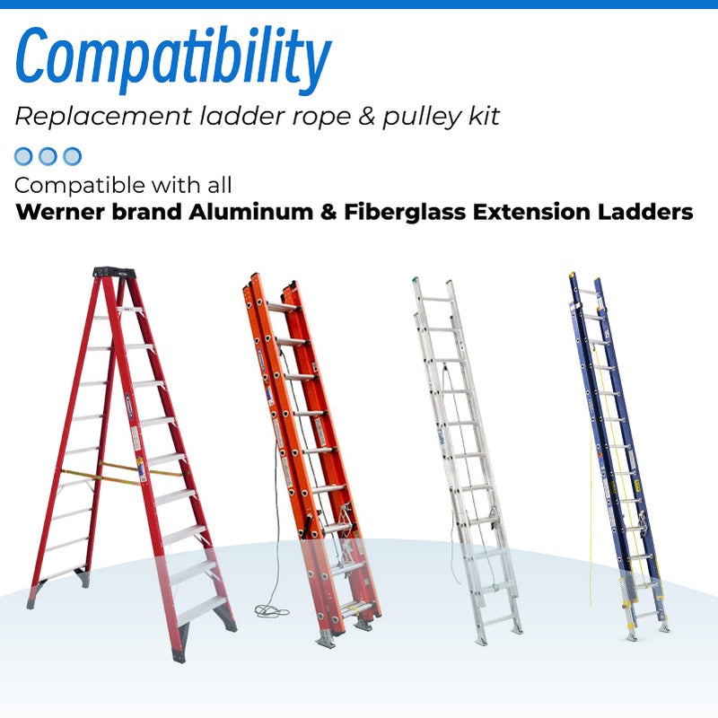 Sconva Extension Ladder Rope & Pulley Kit Compatible with Werner Aluminum Extension Ladder & Fiberglass Extension Ladders, Includes 31-12 Pulley & AC30-2 Rope - Image 4